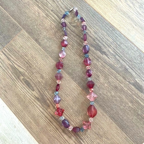 VINTAGE GERMAN GLASS CRYSTAL FACETED BEADED GEMSTONE NECKLACE - Picture 1 of 8